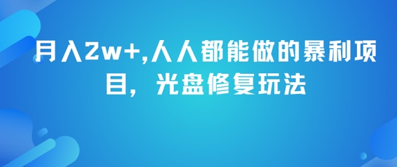 月入2w+，人人都能做的暴利项目，光盘修复玩法-铜臭网