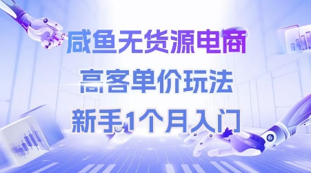 咸鱼无货源电商，高客单价玩法，新手1个月入门-铜臭网
