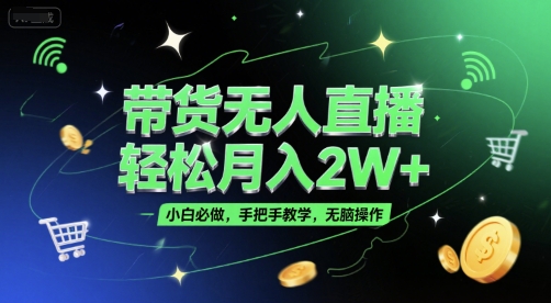 带货无人直播，轻松月入2W+，小白必做，手把手教学，无脑操作(附学习资料)-铜臭网