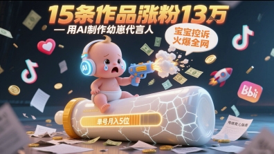 用AI制作幼崽代言人，宝宝的控诉火爆全网，15条作品涨粉13W，单号月入5位数实操教程-铜臭网