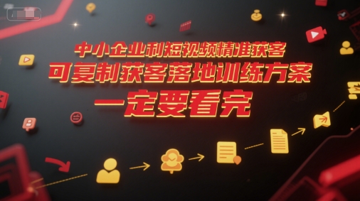 中小企业利用短视频精准获客,可复制获客落地训练方案,做好短视频,一定要看完-铜臭网