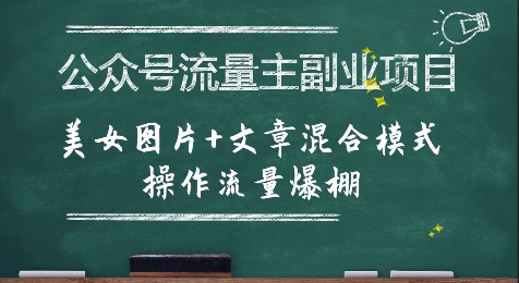 公众号流量主副业项目，美女图片+文章混合模式操作流量爆棚-铜臭网