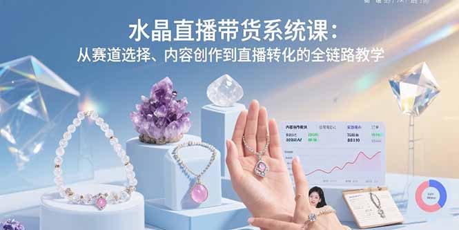 水晶直播带货系统课：从赛道选择、内容创作到直播转化的全链路教学-铜臭网