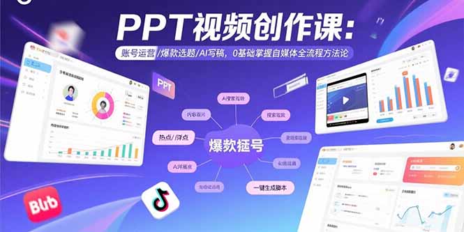 PPT视频创作课：账号运营/爆款选题/AI写稿，0基础掌握自媒体全流程方法论-铜臭网