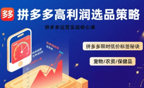 拼多多选品暴利技术实战课，拼多多高利润选品策略，拼多多限时低价标签秘诀-铜臭网