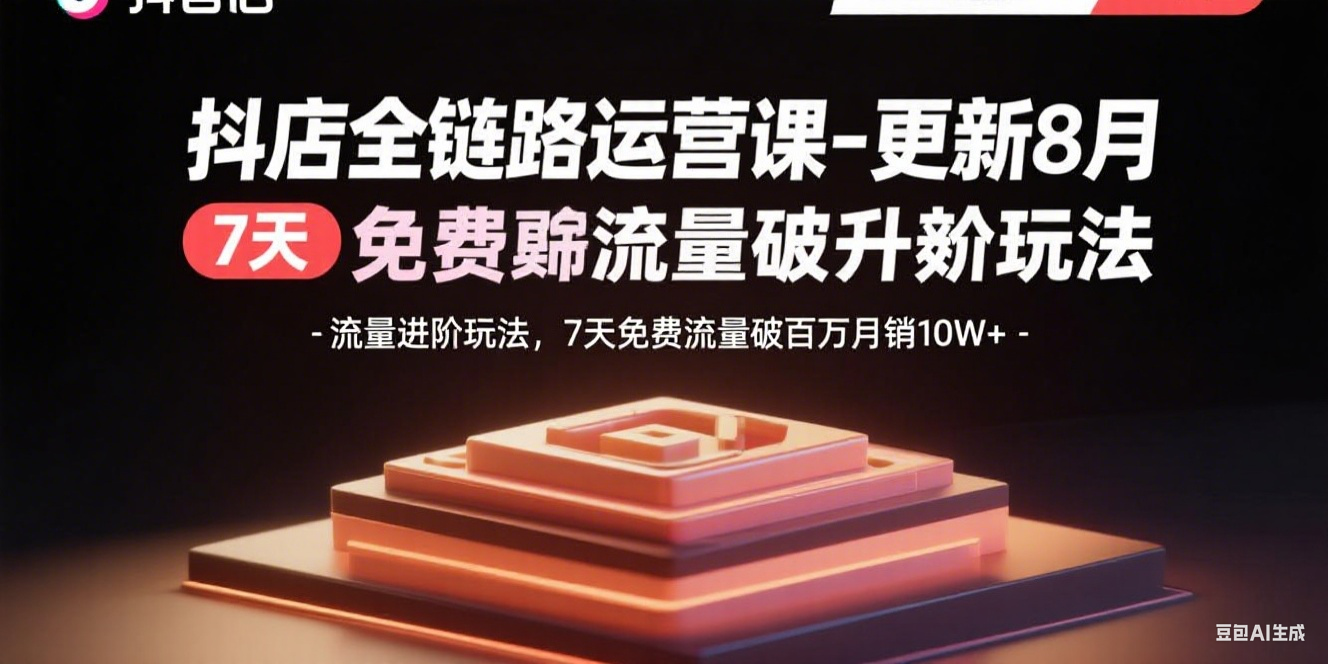 抖店全链路运营课-更新8月：流量进阶玩法，7天免费流量破百万月销10W+-铜臭网