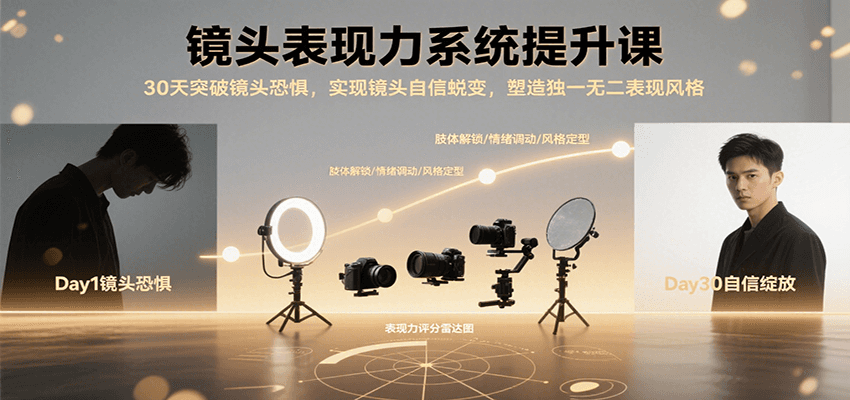 镜头表现力系统提升课，30天突破镜头恐惧实现自信蜕变，塑造独一无二表现风格-铜臭网