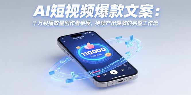 AI短视频爆款文案：千万级播放量创作者亲授，持续产出爆款的完整工作流-铜臭网