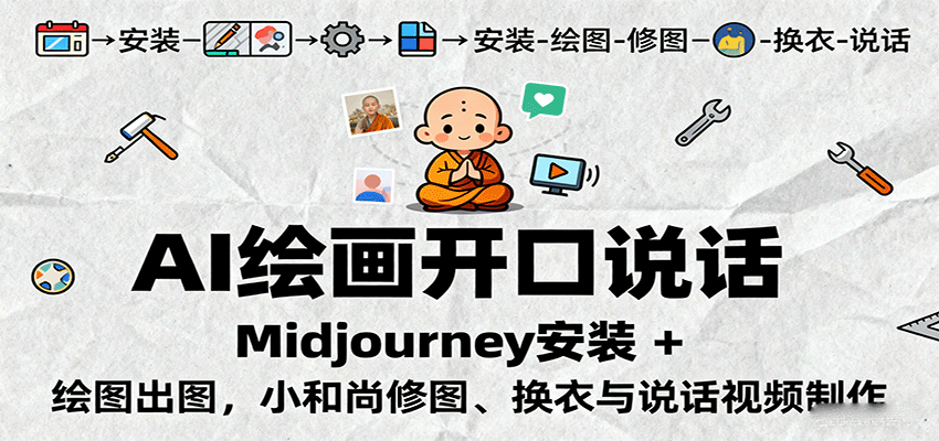 AI绘画开口说话，Midjourney安装 + 绘图出图，小和尚修图、换衣与说话视频制作-铜臭网
