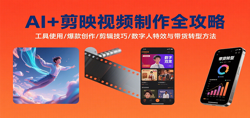 AI+剪映视频制作全攻略：工具使用/爆款创作/剪辑技巧/数字人特效与带货转型方法-铜臭网