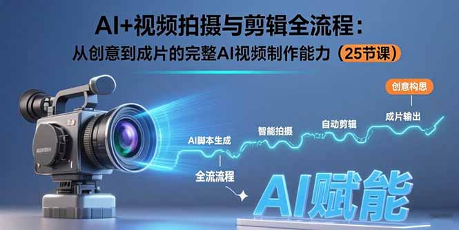 AI+视频拍摄与剪辑全流程：从创意到成片的完整AI视频制作能力(25节课-铜臭网