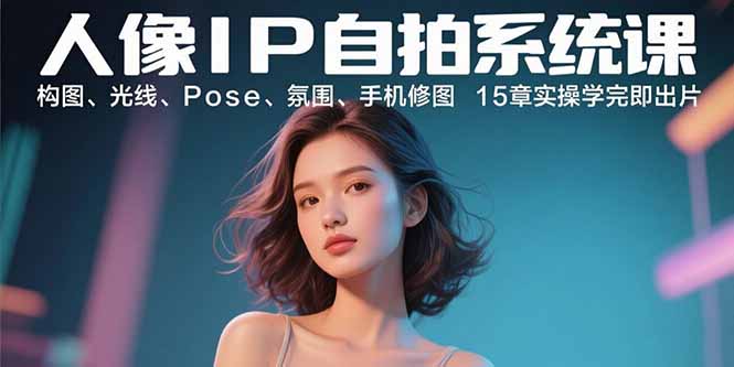 人像IP自拍系统课：构图、光线、Pose、氛围、手机修图 15章实操学完即出片-铜臭网