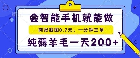 手机项目，二十秒一单，纯薅羊毛一天2张+做就有【揭秘】-铜臭网