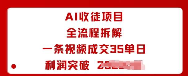 AI收徒项目全流程拆解一条视频成交35单日利润突破1k+-铜臭网