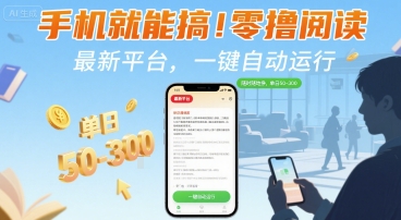 手机就能搞！零撸阅读挂G，最新平台，一键自动运行，随时随地挣，单日50-3张+【揭秘】-铜臭网