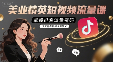 美业精英短视频流量课，掌握抖音流量密码，天天有询单，条条有转化-铜臭网