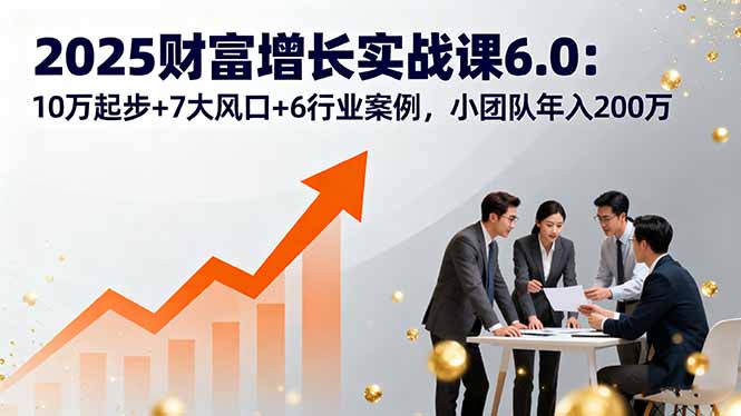 2025财富增长实战课6.0：10万起步+7大风口+6行业案例，小团队年入200万-铜臭网