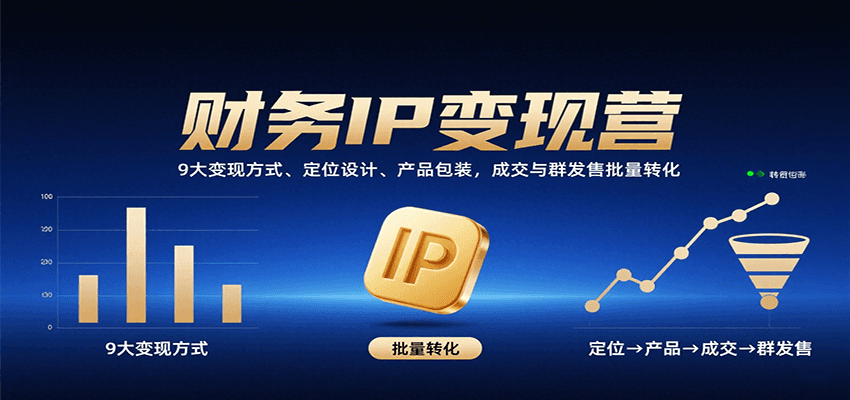 财务IP变现营：9大变现方式、定位设计、产品包装，成交与群发售批量转化-铜臭网