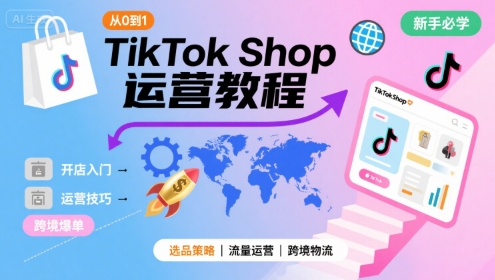 TikTok Shop从0到1运营教程,TikTok跨境电商新手必学课程-铜臭网