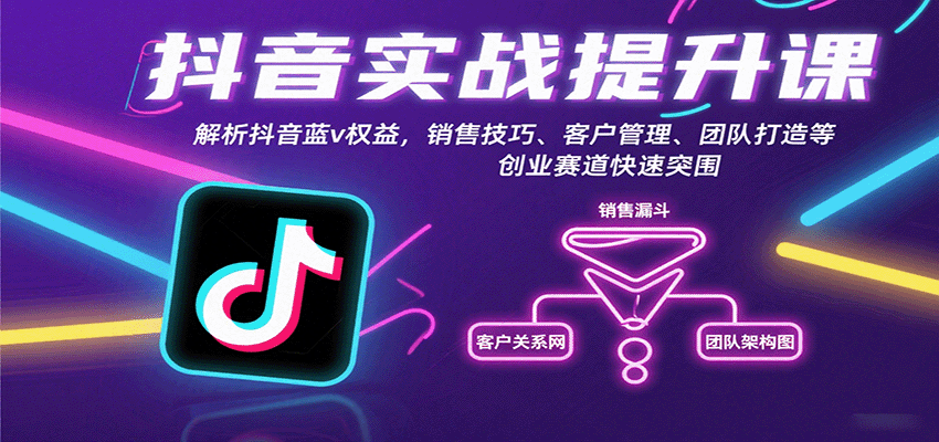 抖音实战提升课：解析抖音蓝v权益，销售技巧、客户管理、团队打造等创业赛道快速突围-铜臭网