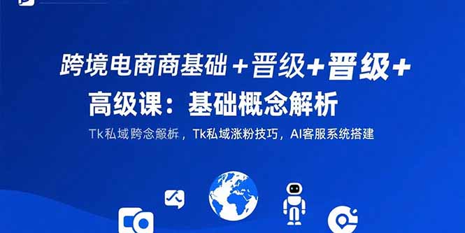 跨境电商基础+晋级+高级课：基础概念解析,Tk私域涨粉技巧,AI客服系统搭建-铜臭网