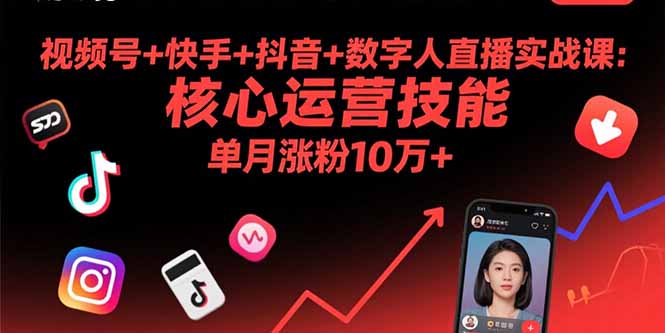 视频号+快手+抖音+数字人直播实战课(9月-铜臭网