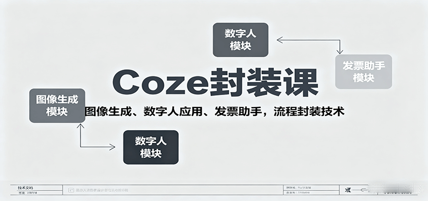 Coze封装课，图像生成、数字人应用、发票助手，流程封装技术-铜臭网