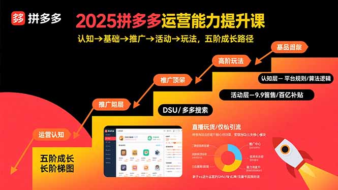 2025拼多多运营能力提升课：认知→基础→推广→活动→玩法，五阶成长路径-铜臭网