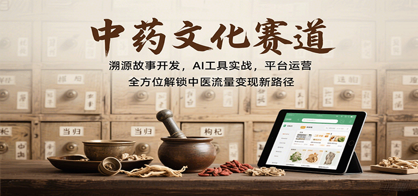 中药文化赛道：溯源故事开发，AI工具实战，平台运营，全方位解锁中医流量变现新路径-铜臭网
