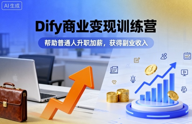 Dify商业变现训练营，帮助普通人升职加薪，获得副业收入-铜臭网