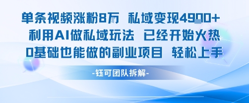 单条视频私域变现4.9k+利用AI做私域玩法 已经开始火热0基础也能做的副业项目轻松上手-铜臭网