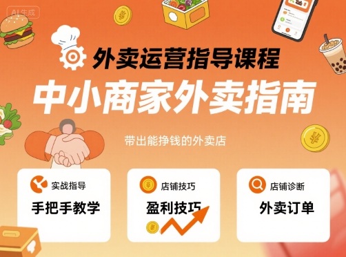 外卖运营指导课程，中小商家外卖指南，手把手带出能挣钱的外卖店-铜臭网