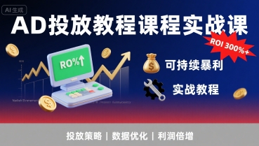 AD投放教程课程实战课,实现广告ROI300%+可持续暴利-铜臭网