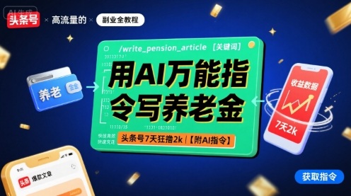 用AI万能指令写养老金，头条号7天狂撸2k【附AI指令】-铜臭网