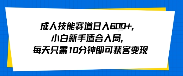 成人技能赛道日入多张，小白新手适合入局，每天只需10分钟即可获客变现-铜臭网