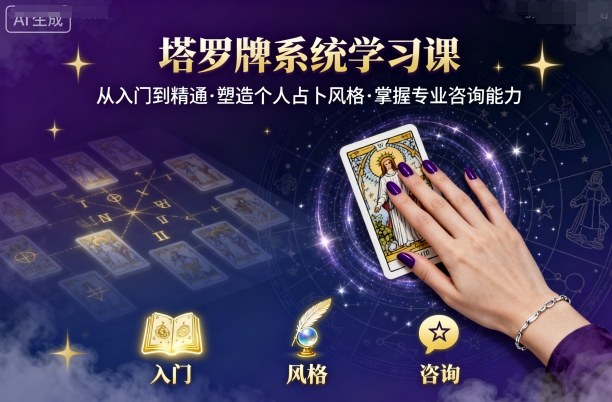 塔罗牌系统学习课，助你从入门到精通，塑造个人占卜风格，掌握专业咨询能力-铜臭网