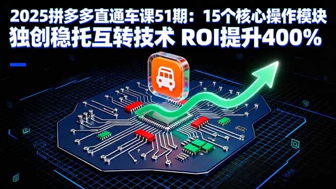 2025拼多多直通车课51期：15个核心操作模块 独创稳托互转技术 ROI提升400%-铜臭网