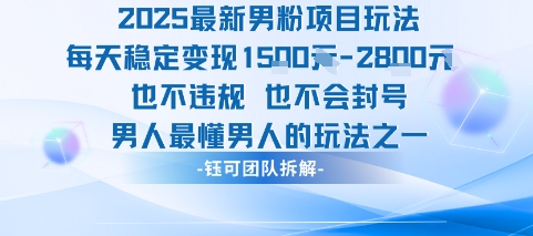 2025最新男粉项目玩法每天变现1k+也不违规也不会封号男人最懂男人的玩法-铜臭网