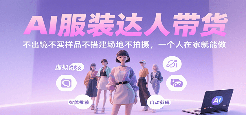AI服装达人带货，不出镜不买样品不搭建场地不拍摄，一个人在家就能做-铜臭网