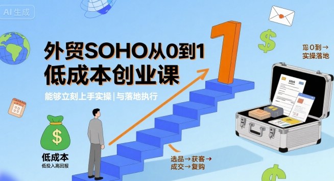 外贸SOHO从0到1低成本创业课，能够立刻上手实操与落地执行-铜臭网