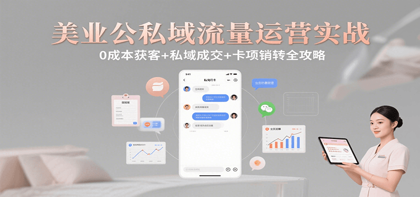 美业公私域流量运营实战：0成本获客+私域成交+卡项销转全攻略-铜臭网