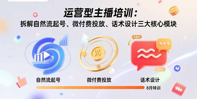 运营型主播培训：拆解自然流起号、微付费投放、话术设计三大核心模块-8月-铜臭网