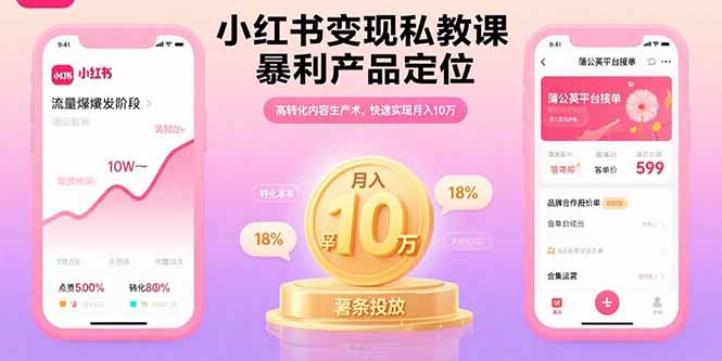 小红书变现私教课，暴利产品定位，高转化内容生产术，快速实现月入10万-铜臭网