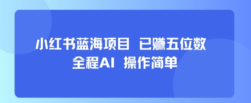 小红书蓝海项目，全程AI，操作简单，已挣五位数-铜臭网