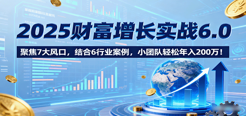 2025财富增长实战6.0，聚焦7大风口，结合6行业案例，小团队轻松年入200万！-铜臭网