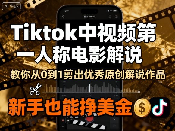 Tiktok中视频第一人称电影解说，教你从0到1剪出一个优秀的原创解说作品，新手也能挣美金-铜臭网
