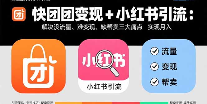 快团团变现+小红书引流：解决没流量、难变现、缺帮卖三大痛点 实现月入3w+-铜臭网