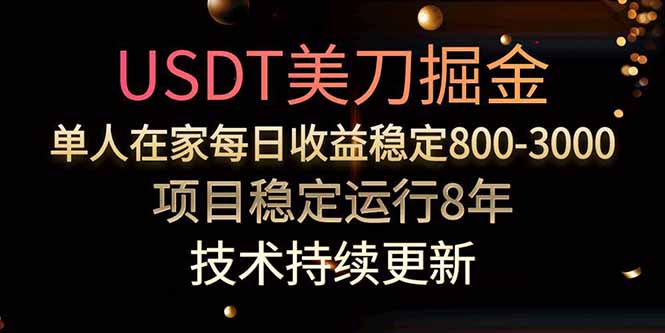 USDT美刀掘金，单人每日收益800-3000，稳定运行8年-铜臭网