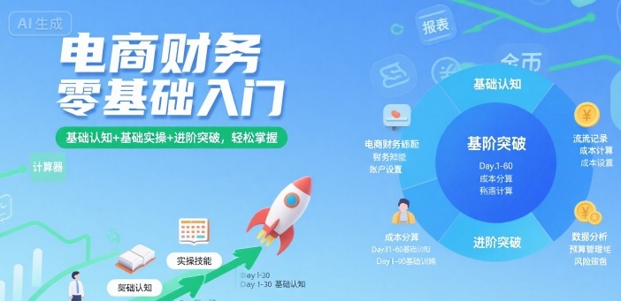电商财务零基础入门，基础认知+基础实操+进阶突破，轻松掌握-铜臭网