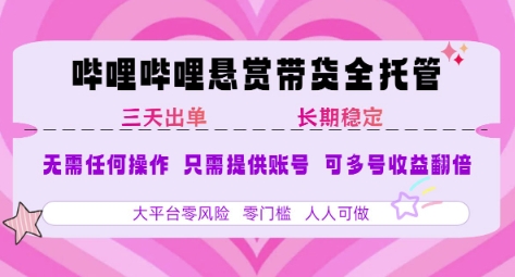2025年B站风口带货项目 仅需提供账号 全程托管 轻松月入1w+-铜臭网